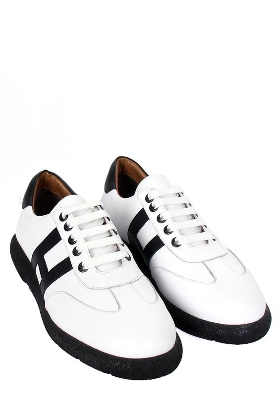Kadın Spor Ayakkabı - Beyaz - Siyah Deri