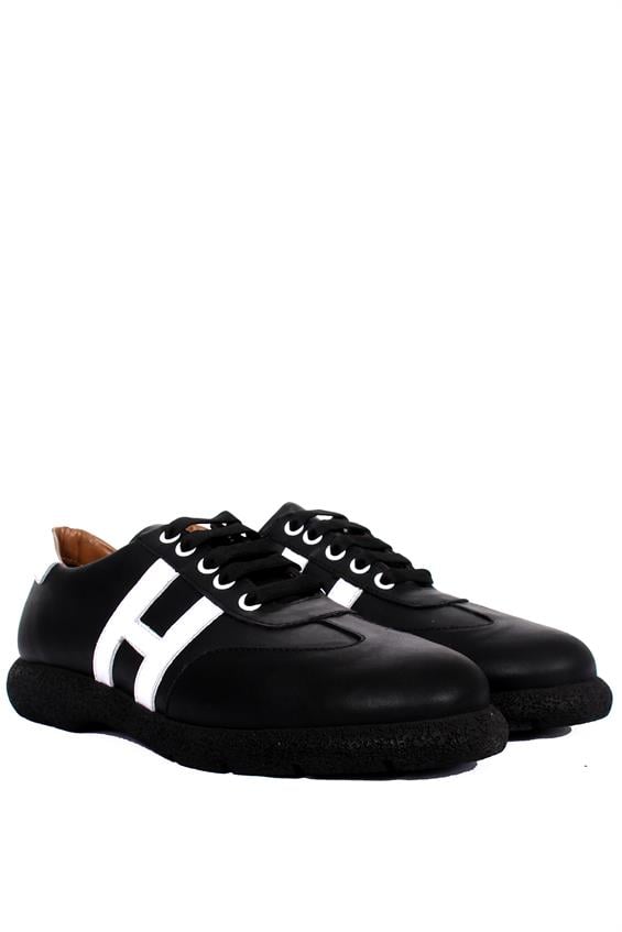 Kadın Spor Ayakkabı - Siyah - Beyaz Deri