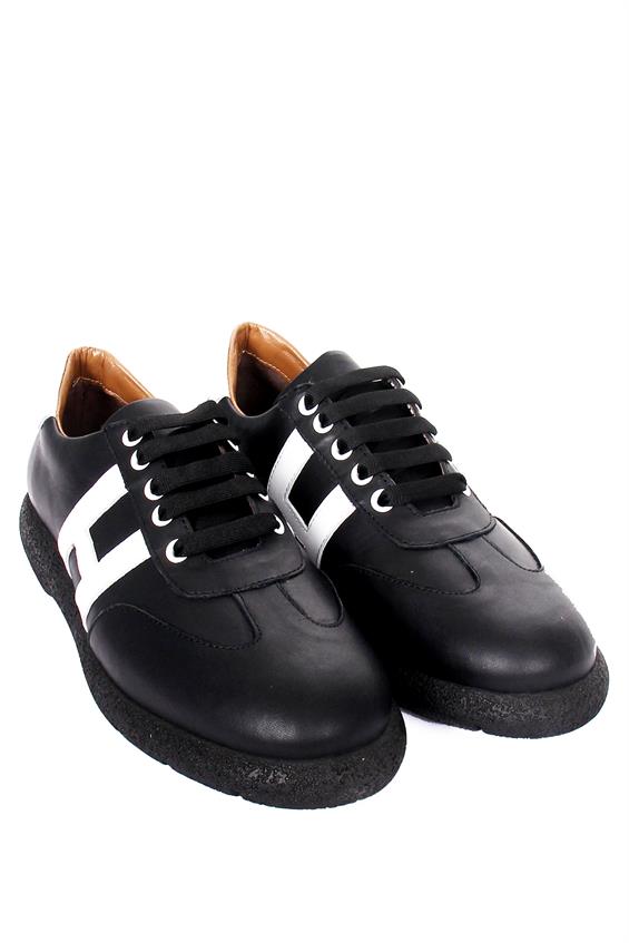 Kadın Spor Ayakkabı - Siyah - Beyaz Deri