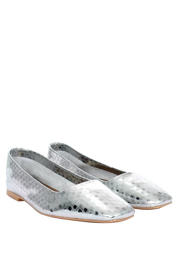 Kadın Düz Babet Ayakkabı - Lame Deri