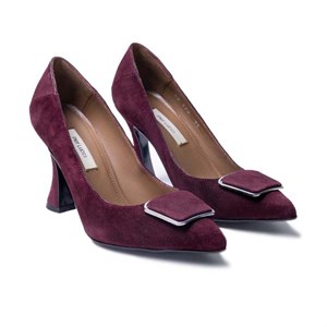Kadın Stiletto Topuklu Ayakkabı - Mor Süet