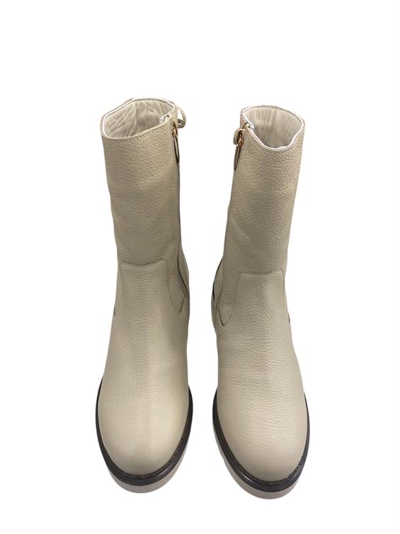 Kadın Kalın Tabanlı Topuklu Bot - Bej Floter Kürk