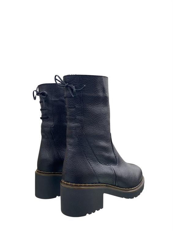 Kadın Kalın Tabanlı Topuklu Bot - Siyah Floter Kürk