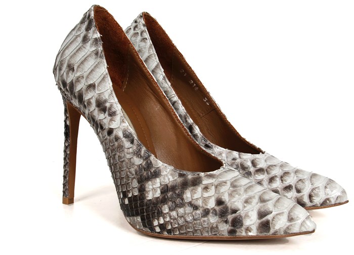 Kadın Yüksek Topuklu Ayakkabı - Natural Yılan Derisi