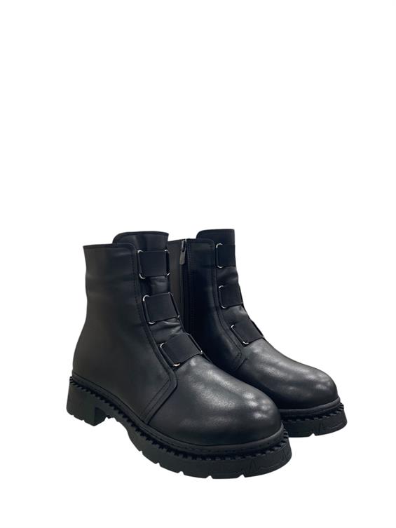 Kadın Kalın Tabanlı Bot - Siyah Deri