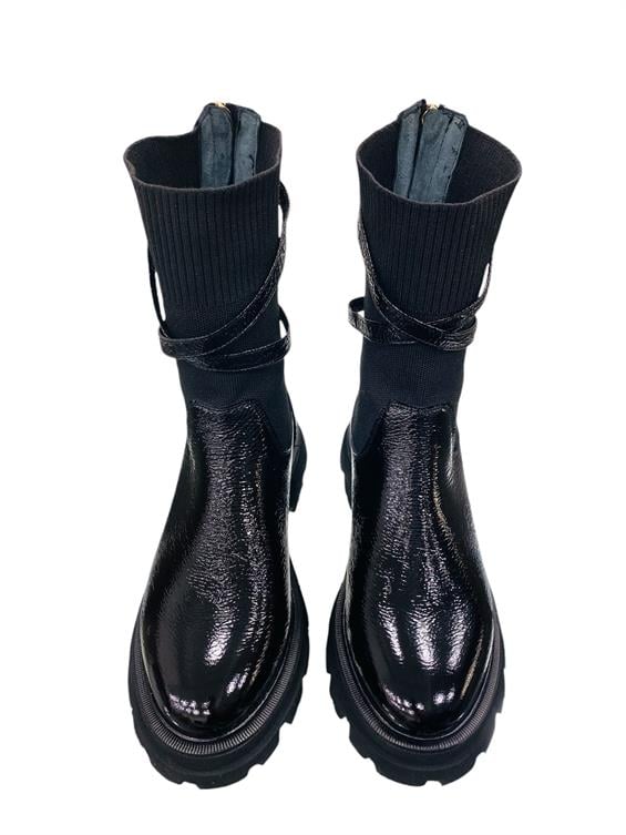 Kadın Kalın Tabanlı Günlük Bot - Siyah Rugan