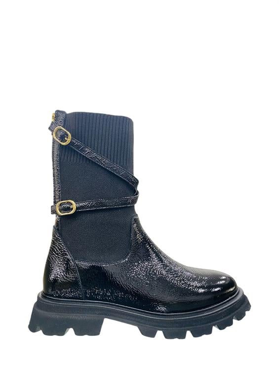 Kadın Kalın Tabanlı Günlük Bot - Siyah Rugan