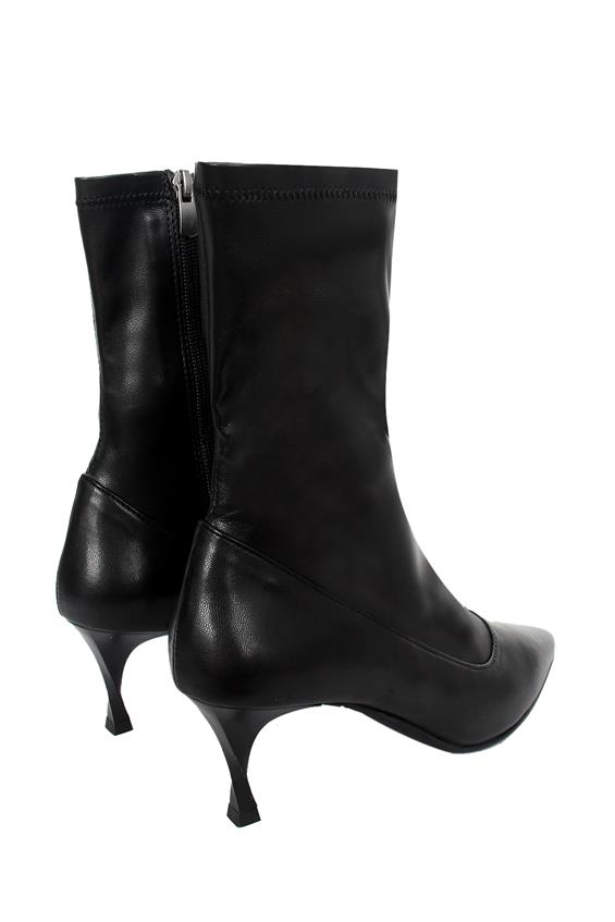 Kadın Topuklu Bot - Siyah Deri