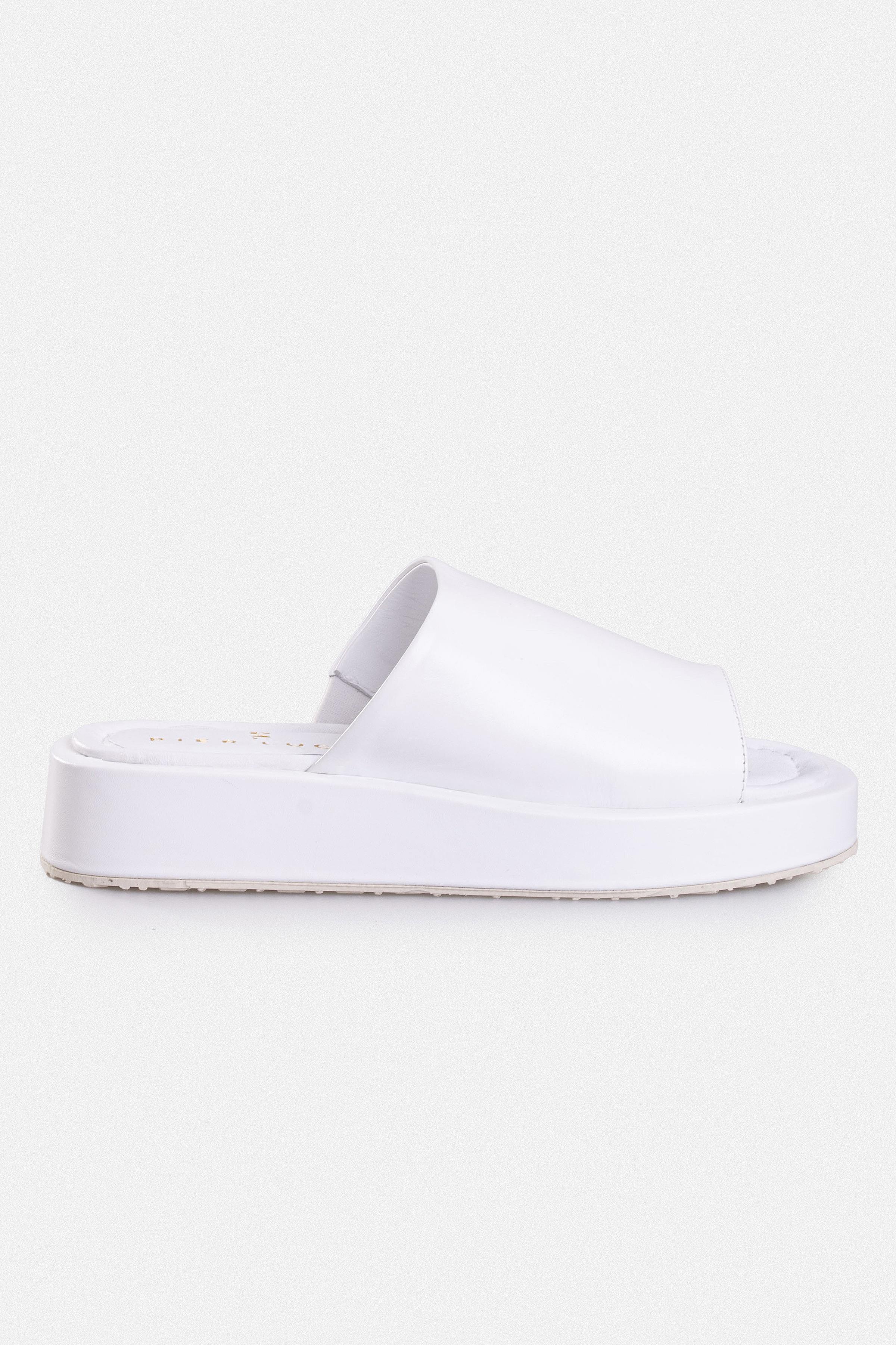 Kadın Düz Terlik - Beyaz Deri 