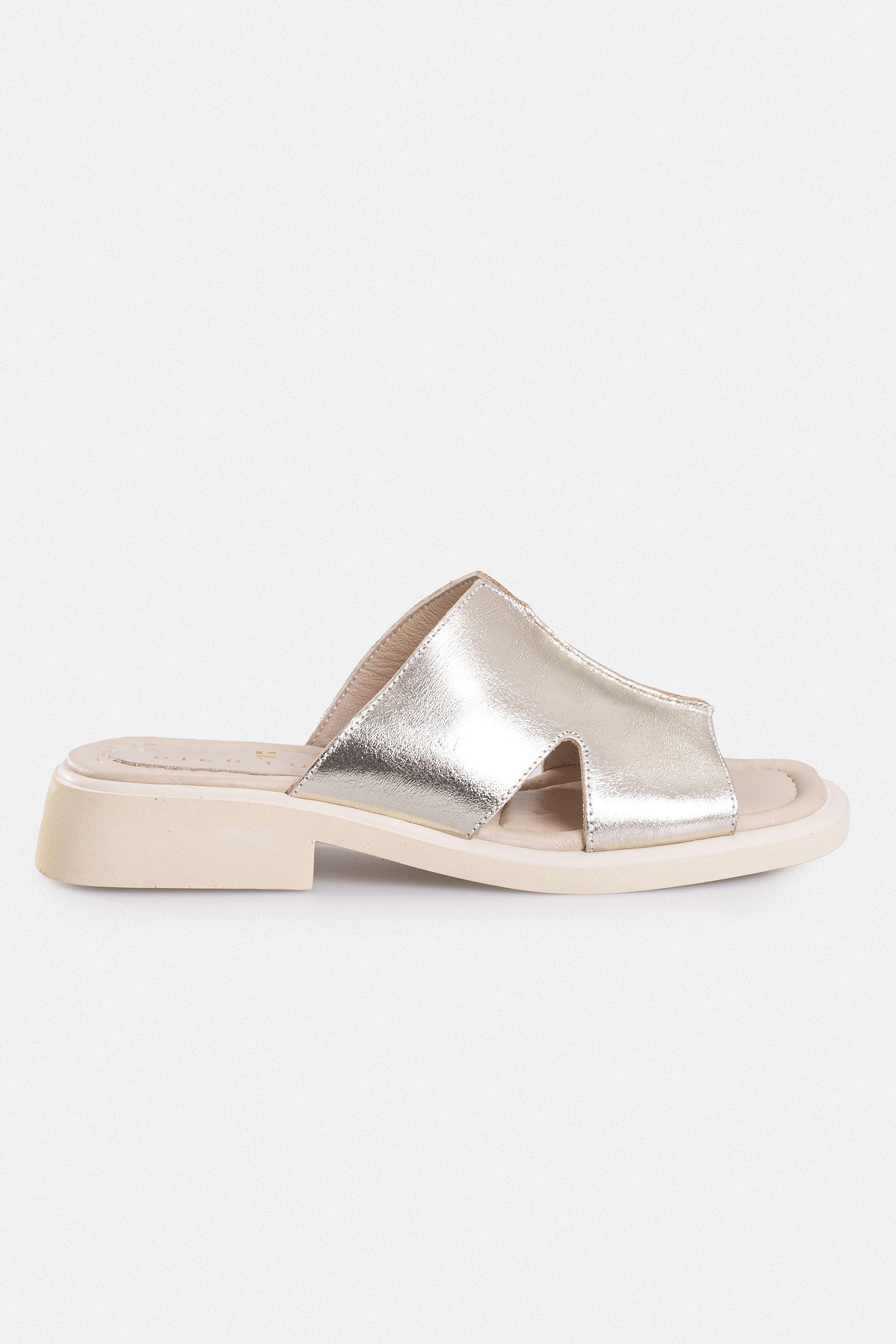 Kadın Günlük Düz Terlik - Altın Deri