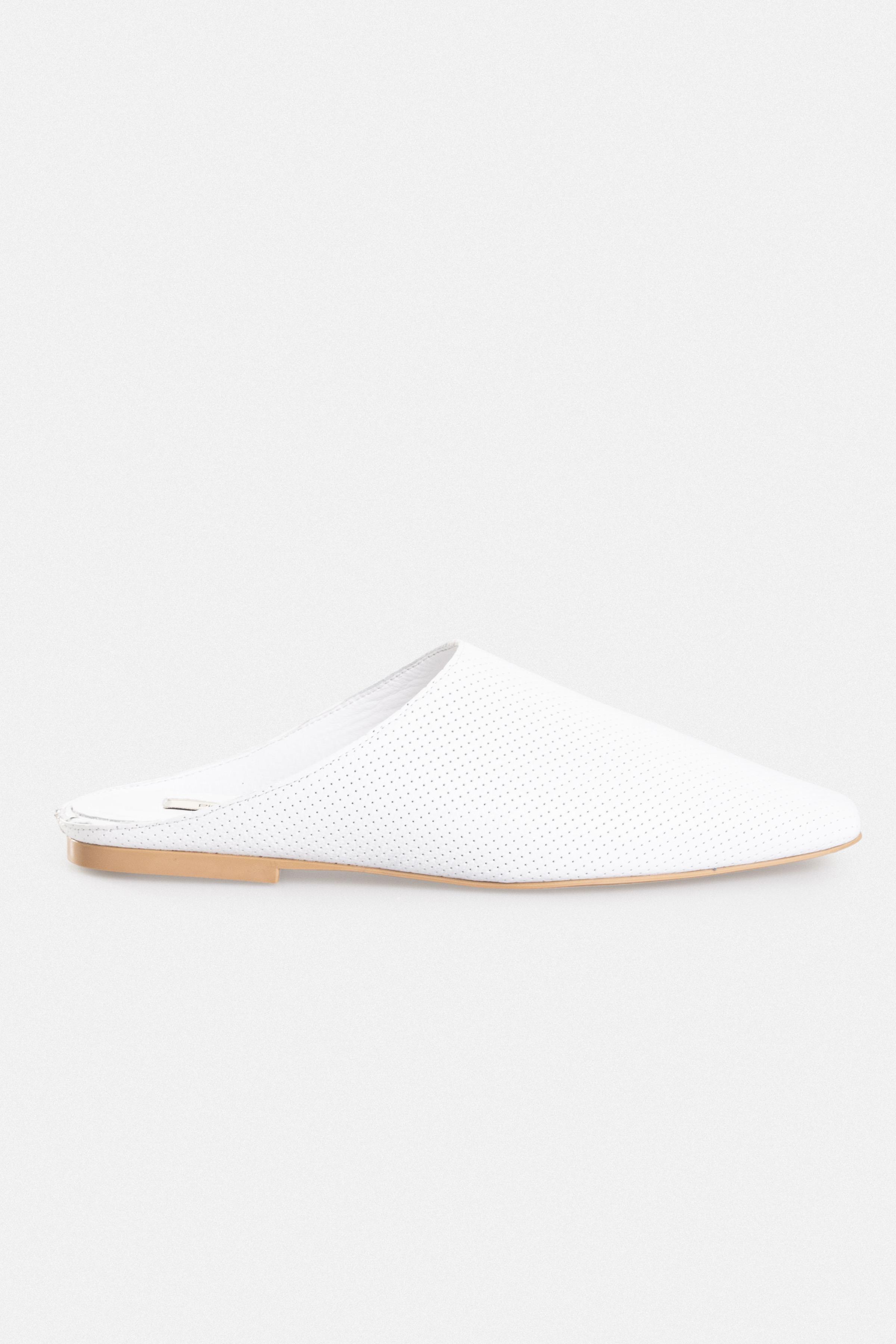 Kadın Günlük Düz Terlik - Beyaz Deri