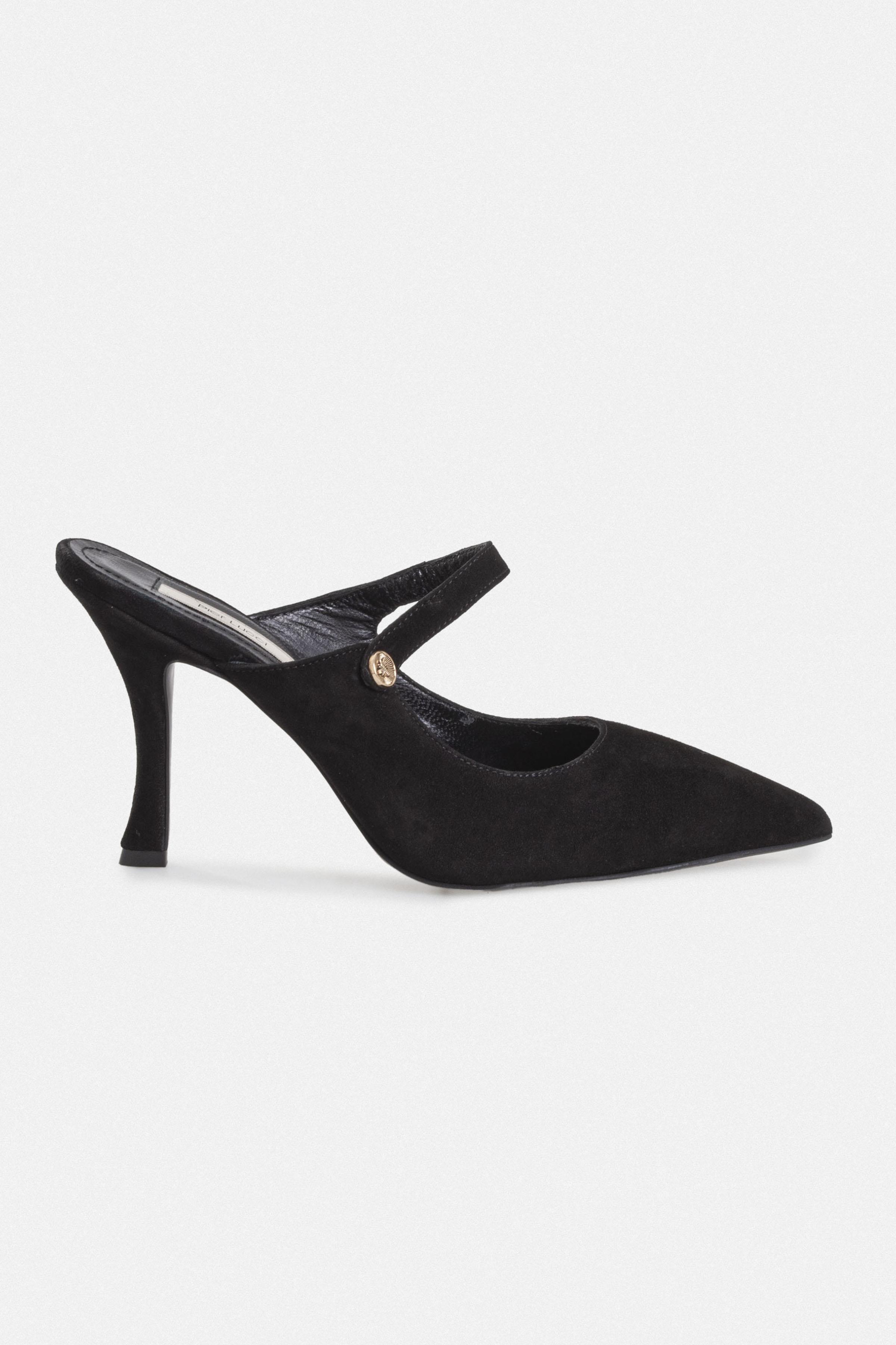 Kadın İnce Topuklu Ayakkabı - Siyah Süet