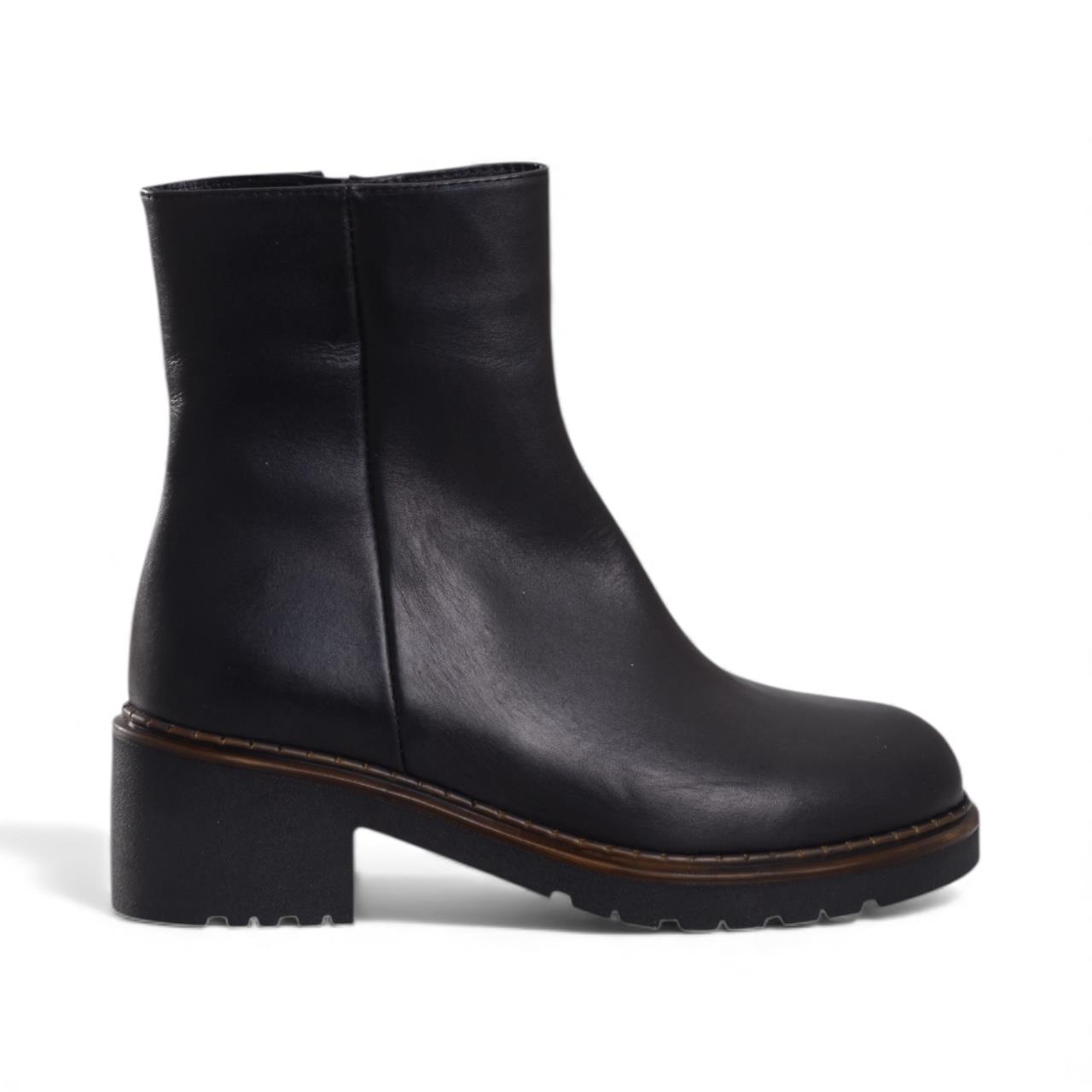 Kadın Topuklu Bot - Siyah Deri