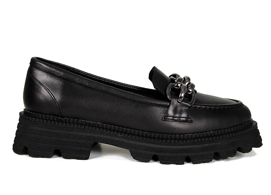 SENNALİ SİYAH KADIN LOAFER AYAKKABI