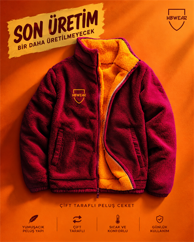 Çift Taraflı Giallo Rosso Peluş