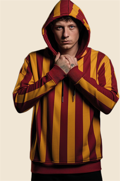 Giallo Rosso Çubuklu Kapşonlu