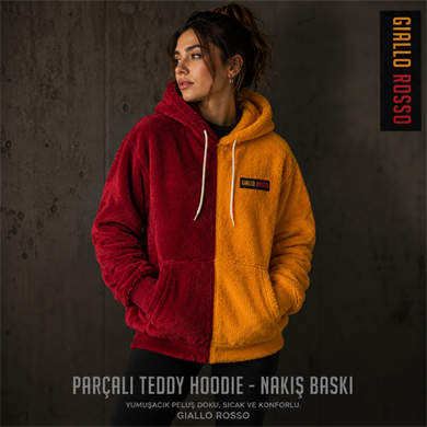 Parçalı Kapşonlu Teddy