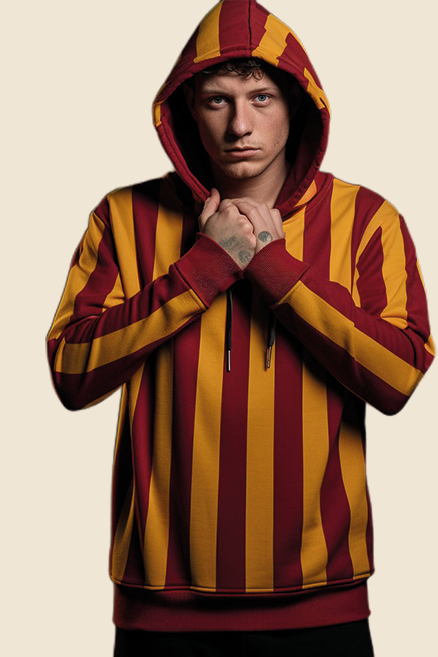 Giallo Rosso Çubuklu Kapşonlu