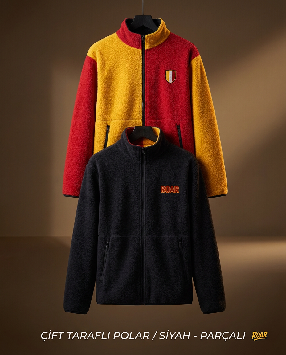 PARÇALI SİYAH ÇİFT TARAFLI POLAR