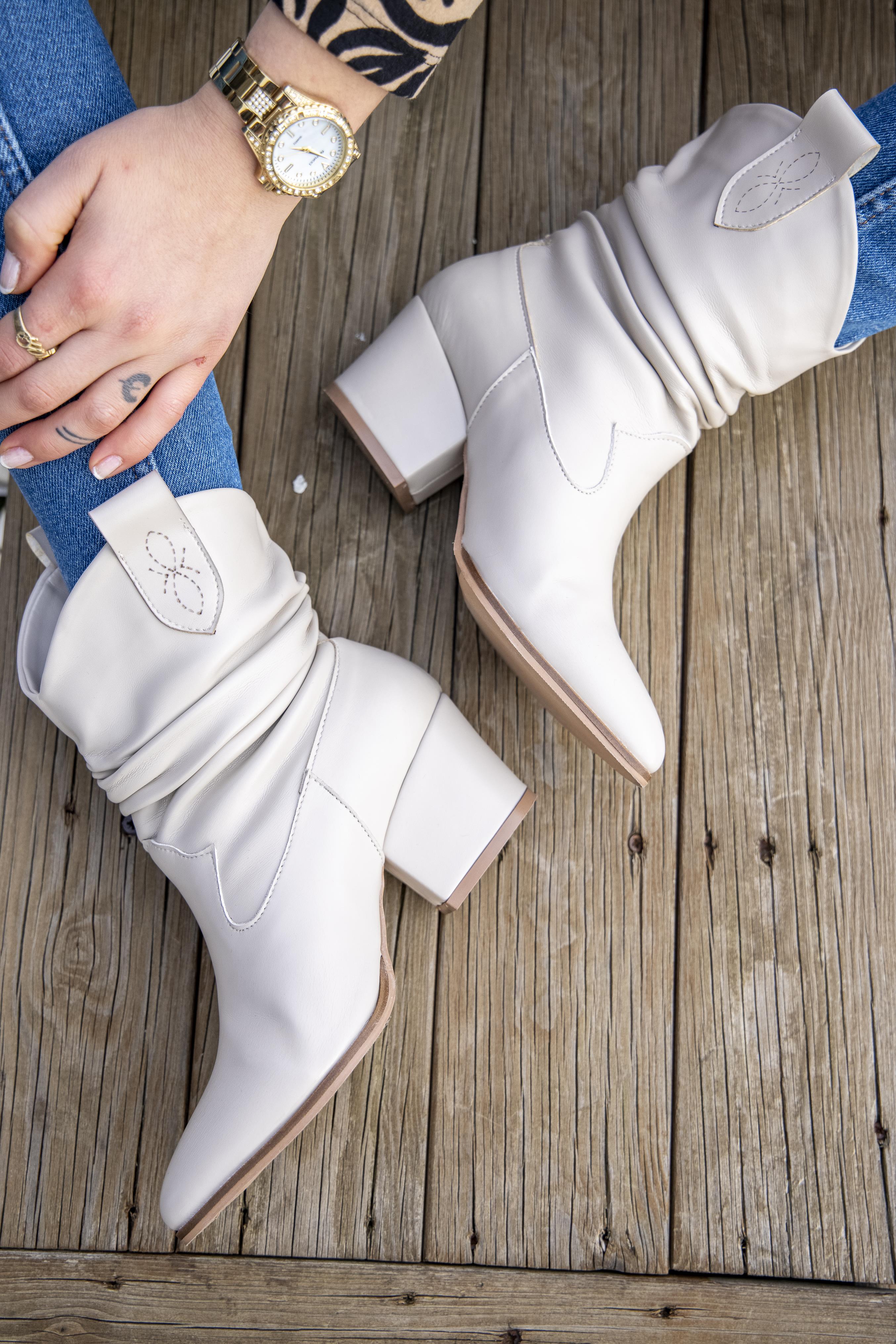  Salsa Kadın Ekru Kalın Topuklu Western Bot 