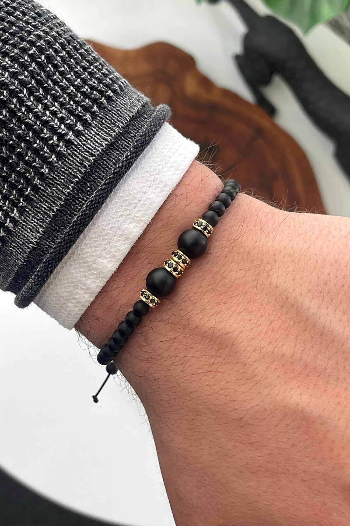 Dogal Taşlı Ayarlanabilir Unisex Bileklik