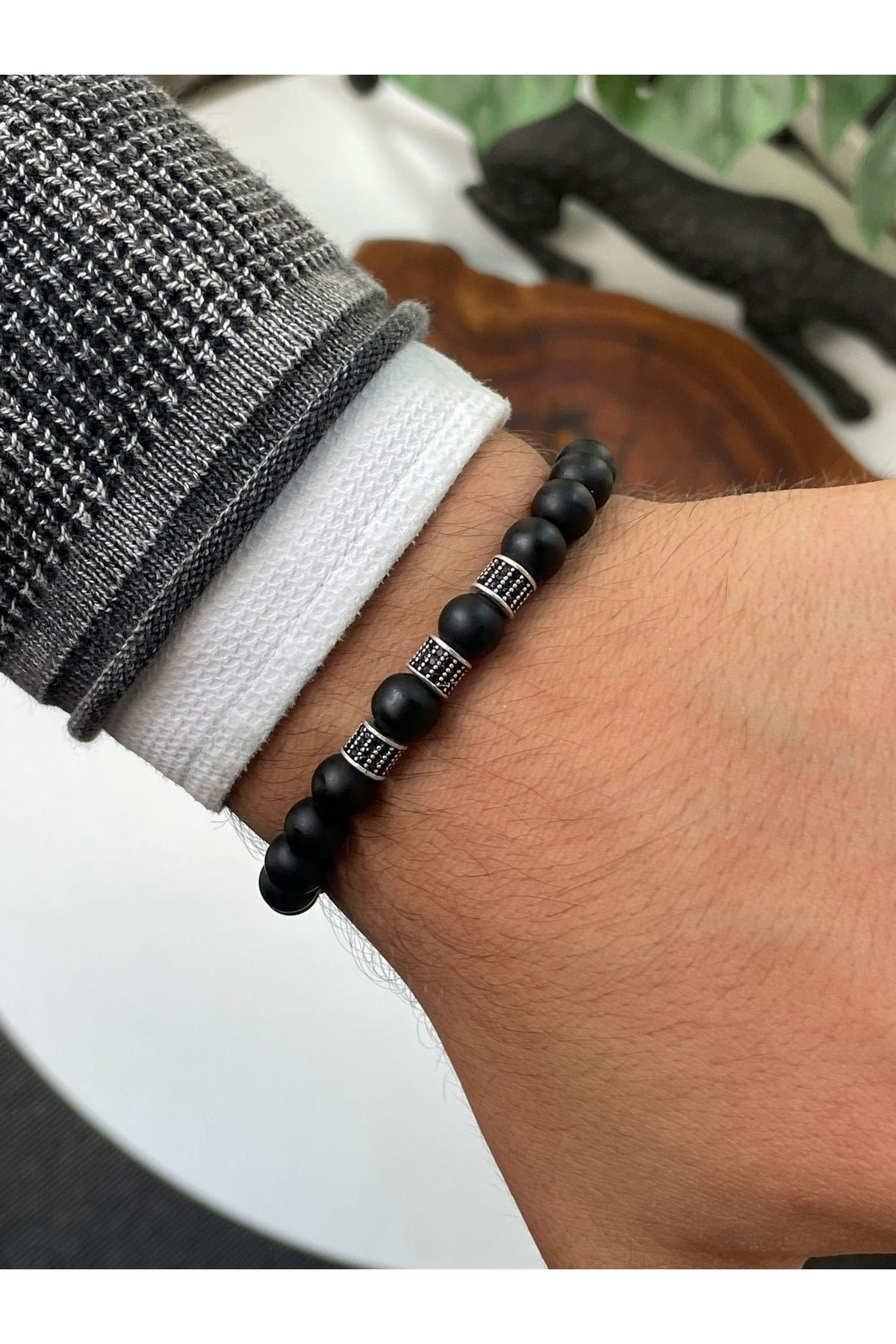 Dogal Zirkon Taşlı Ayarlanabilir Unisex Bileklik