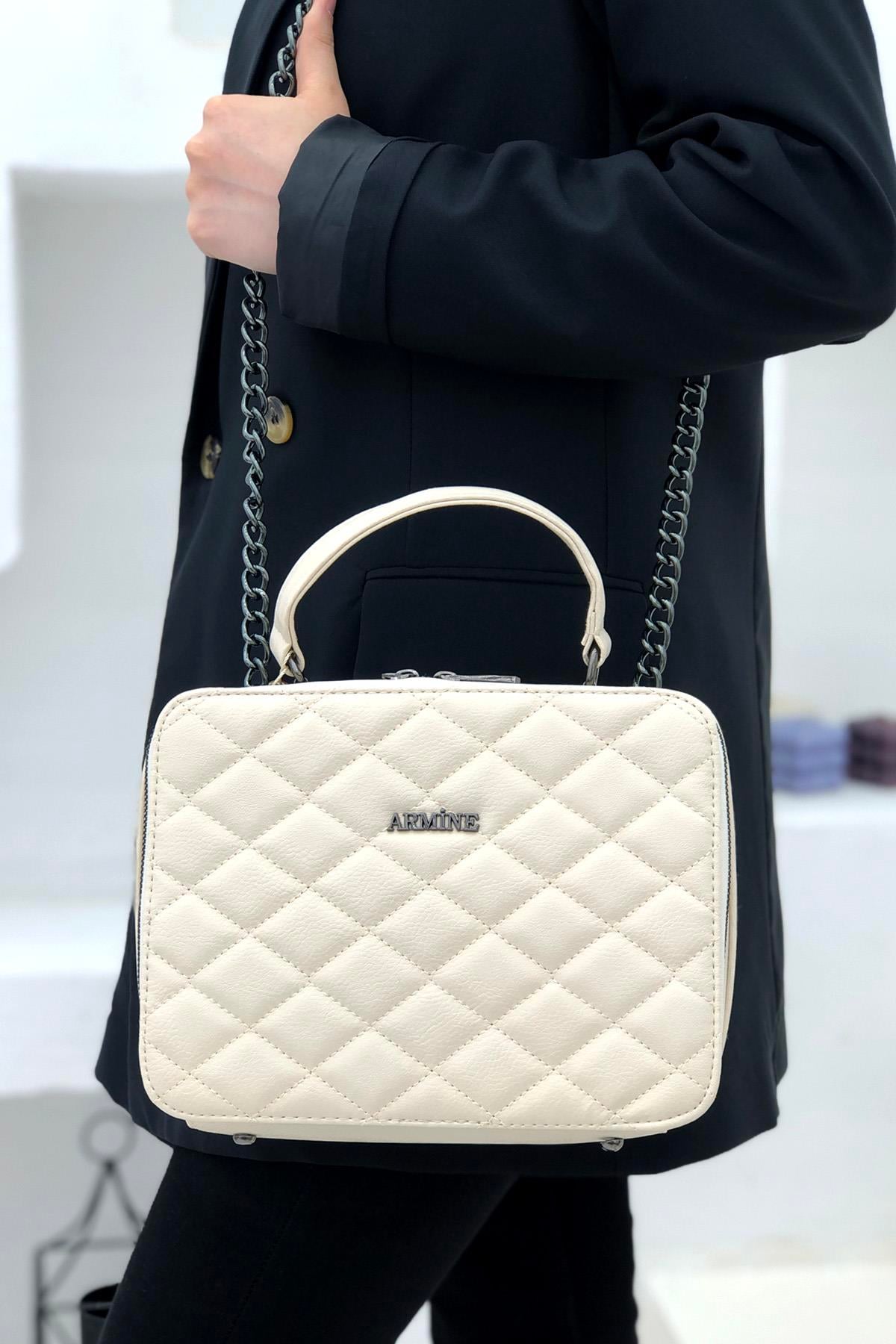 Armine Çanta 122 Baskılı Krem