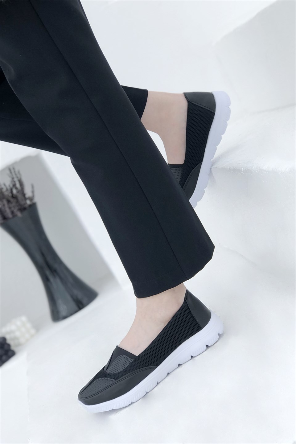 CARLA BELLA S-2215 Kadın Ayakkabı Siyah Beyaz