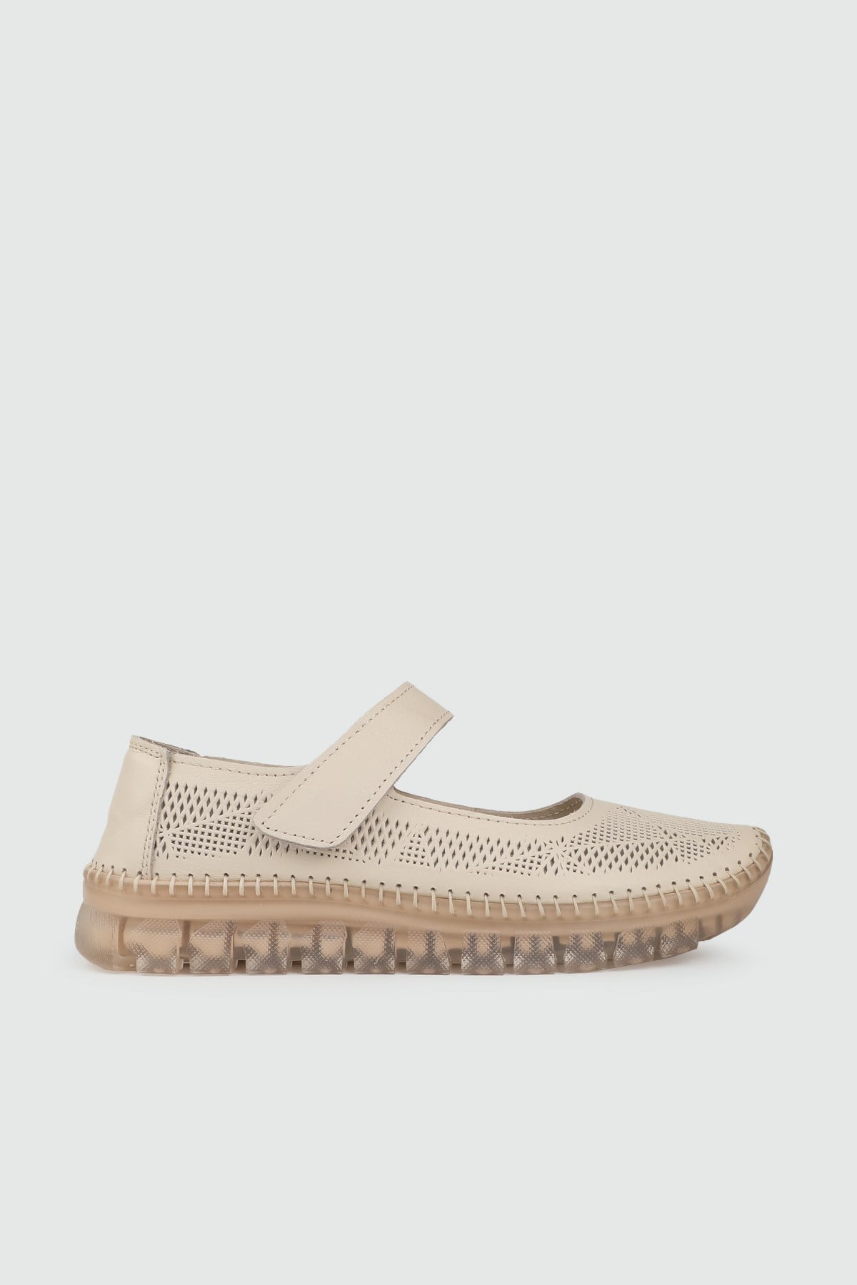 Keçeli Shoes D04 26Y Kadın Deri Ayakkabı Bej