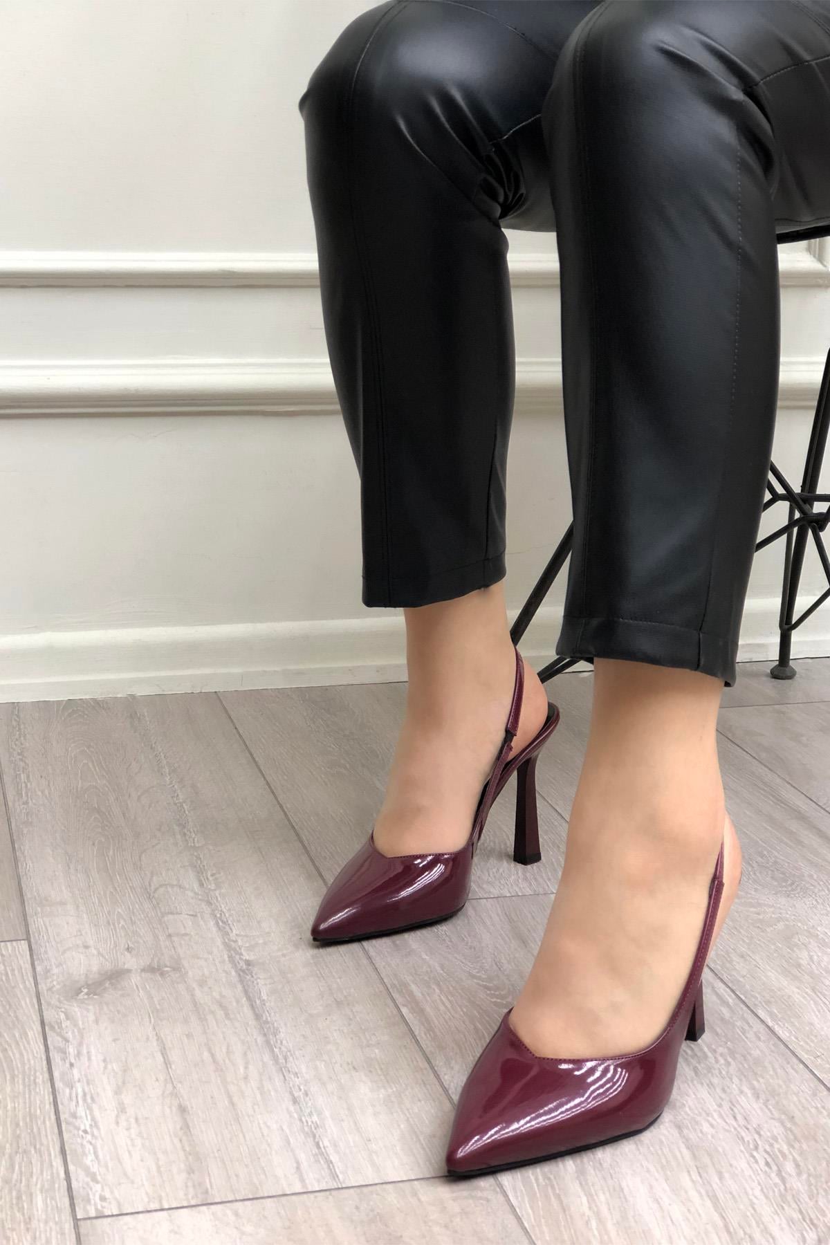 My Bella Angela Topuklu Kadın Ayakkabı Bordo Rugan
