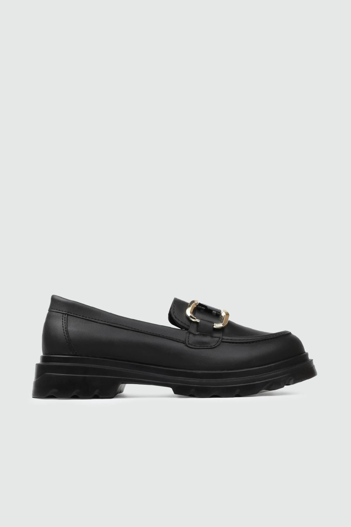 My Bella DRS-170 25K Gucci Toka Makosen Kadın Ayakkabı Siyah