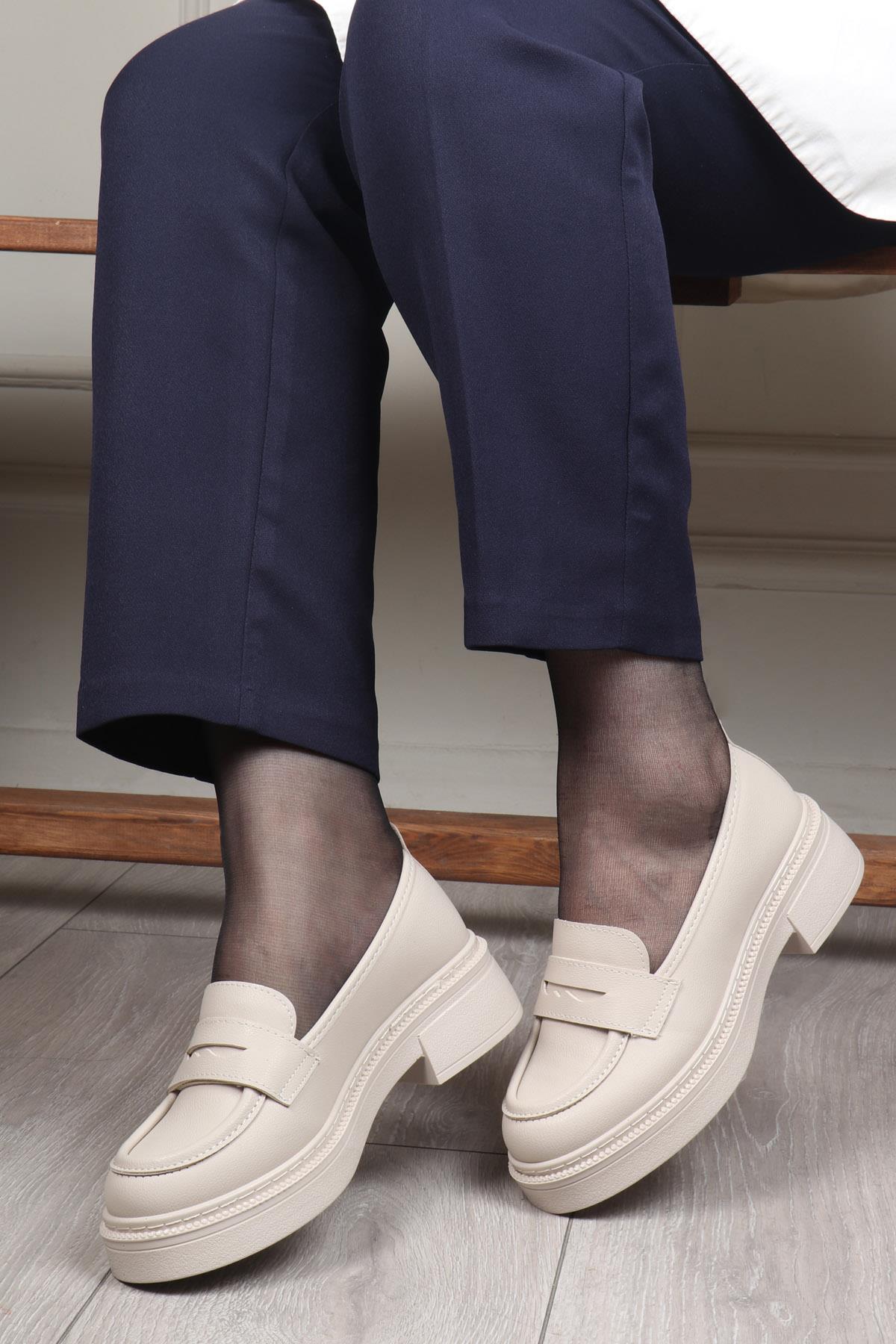 MY BELLA Ş-28 Oxford Kadın Ayakkabı Bej