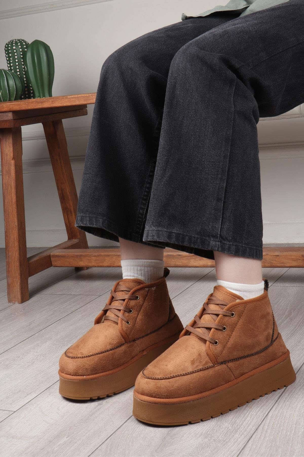 My Bella SDY-15 25K Bağlı UGG Kadın Bot Taba