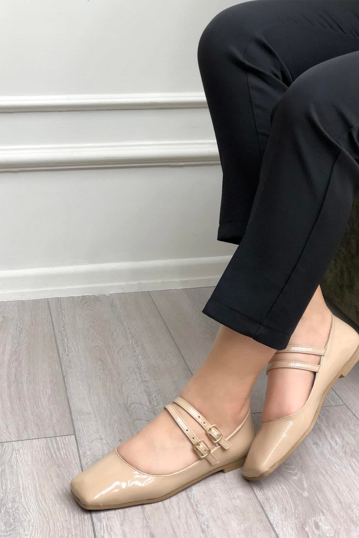 My Bella ZHD-72 Çift B Küt Kadın Ayakkabı Ten Rugan