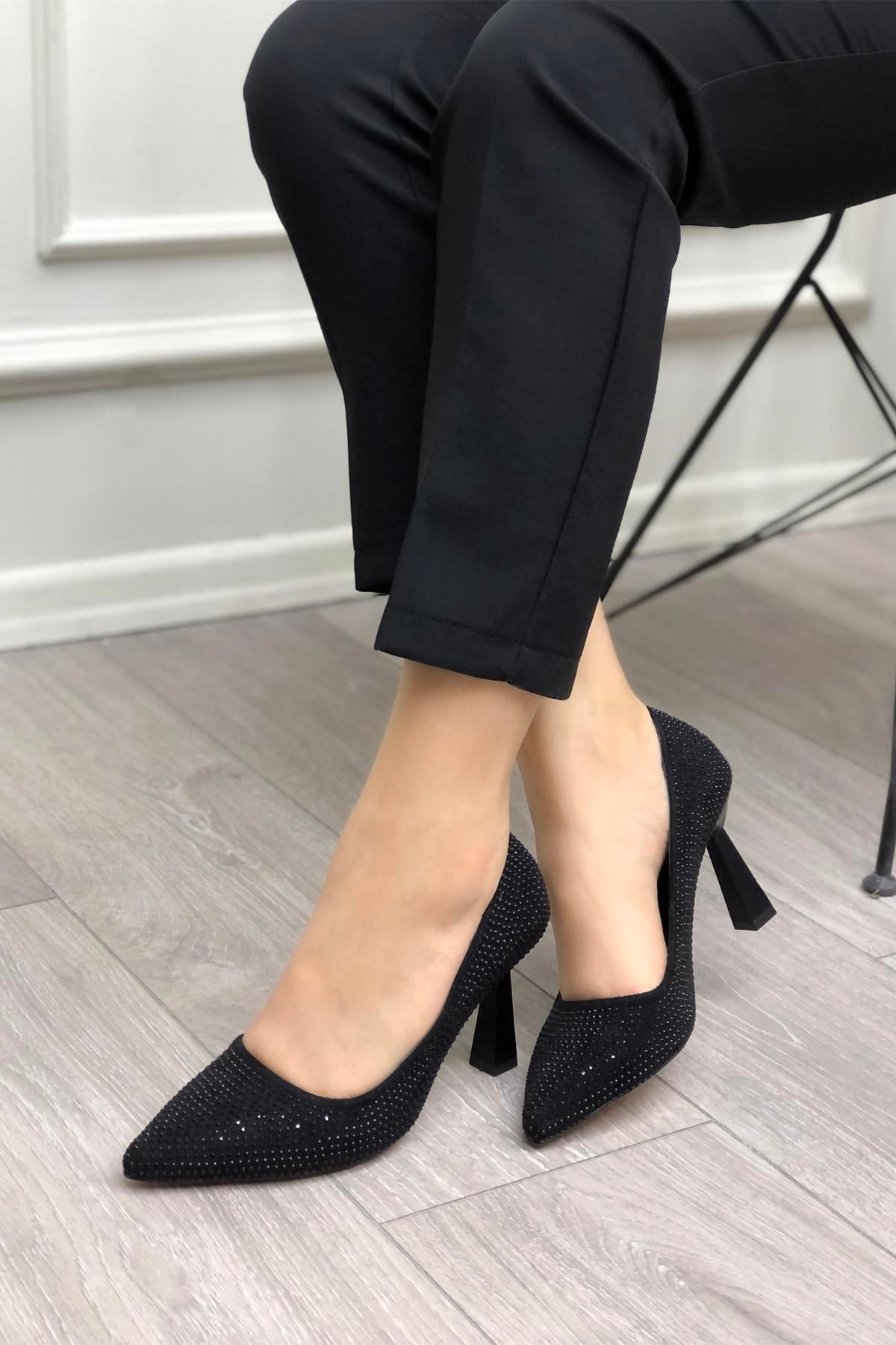 Taşlı Kadın Stiletto Siyah Taşlı My Bella SP-615 