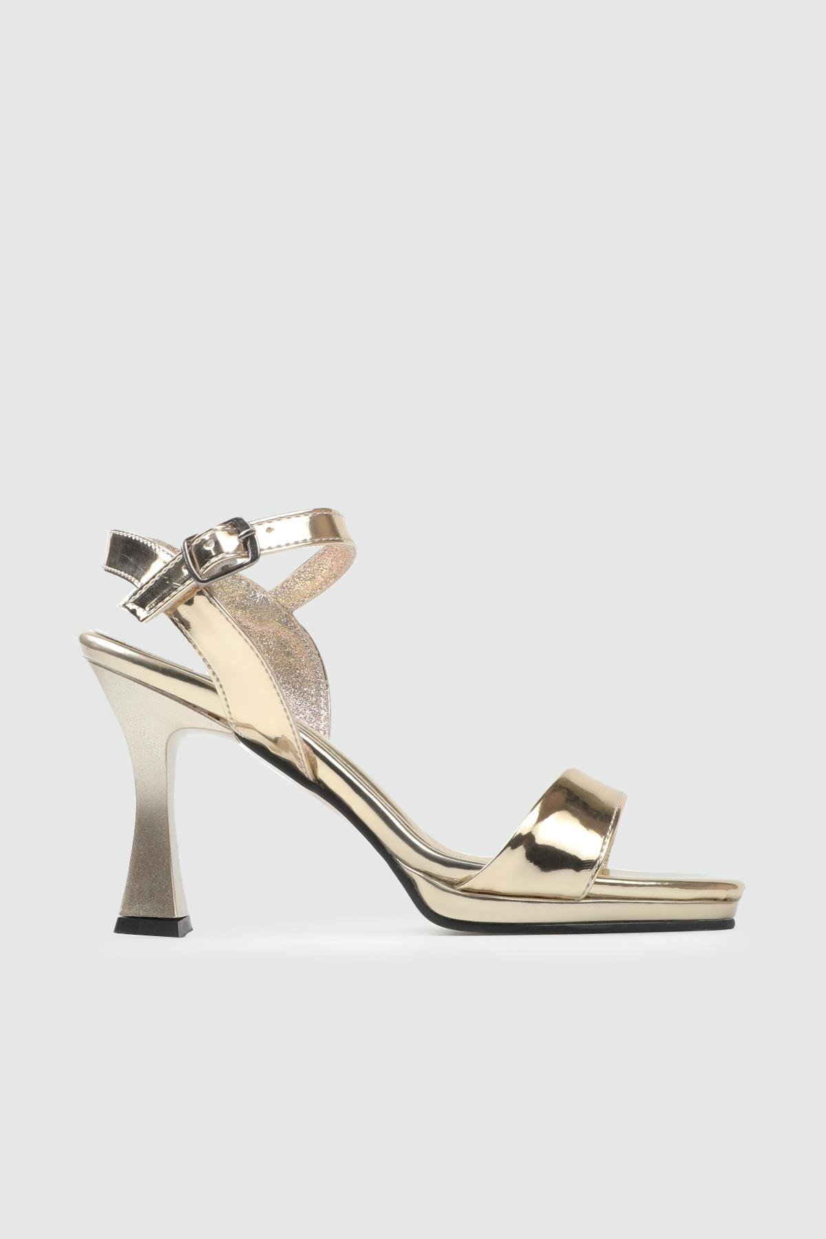 ADELFA 700 25Y Tek Bant Platform Kadın Ayakkabı Altın Ayna