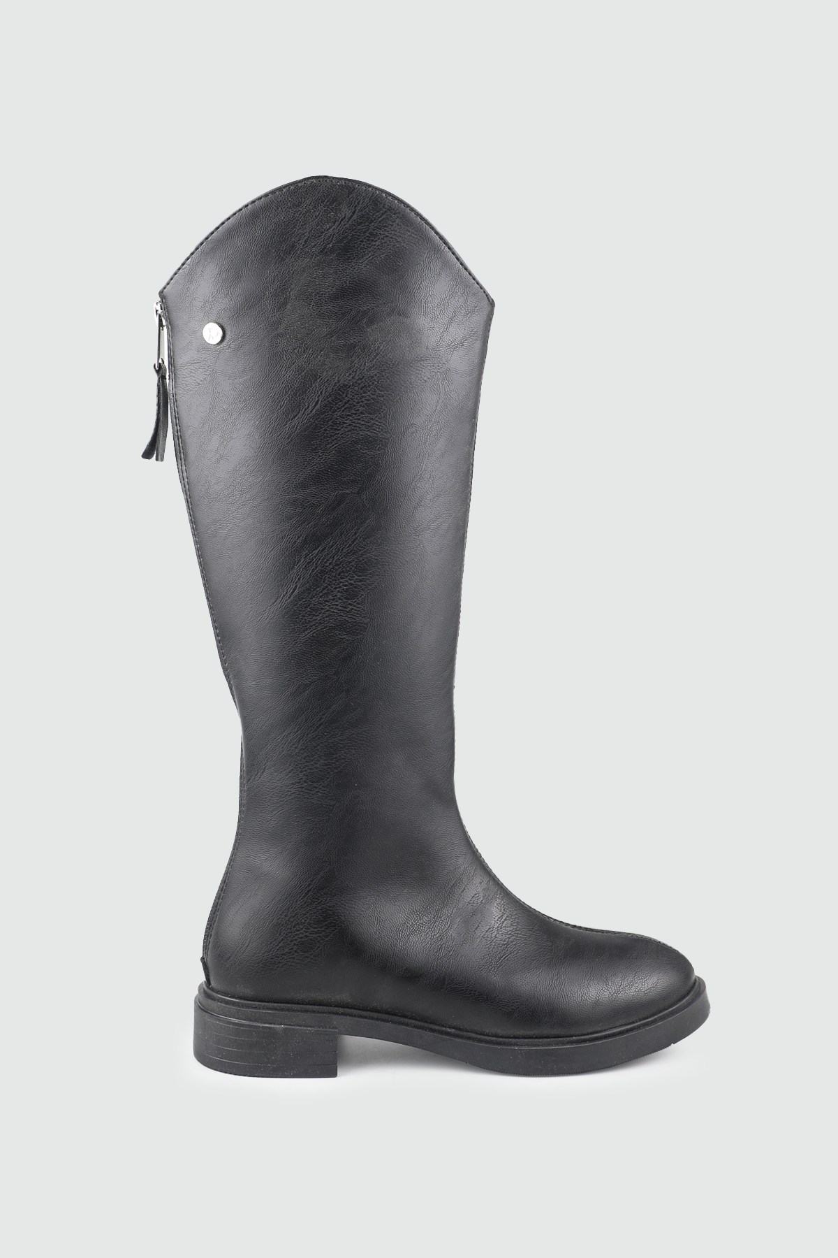 Arkadan Fermuarlı Kadın Çizme Siyah Keçeli Shoes 020