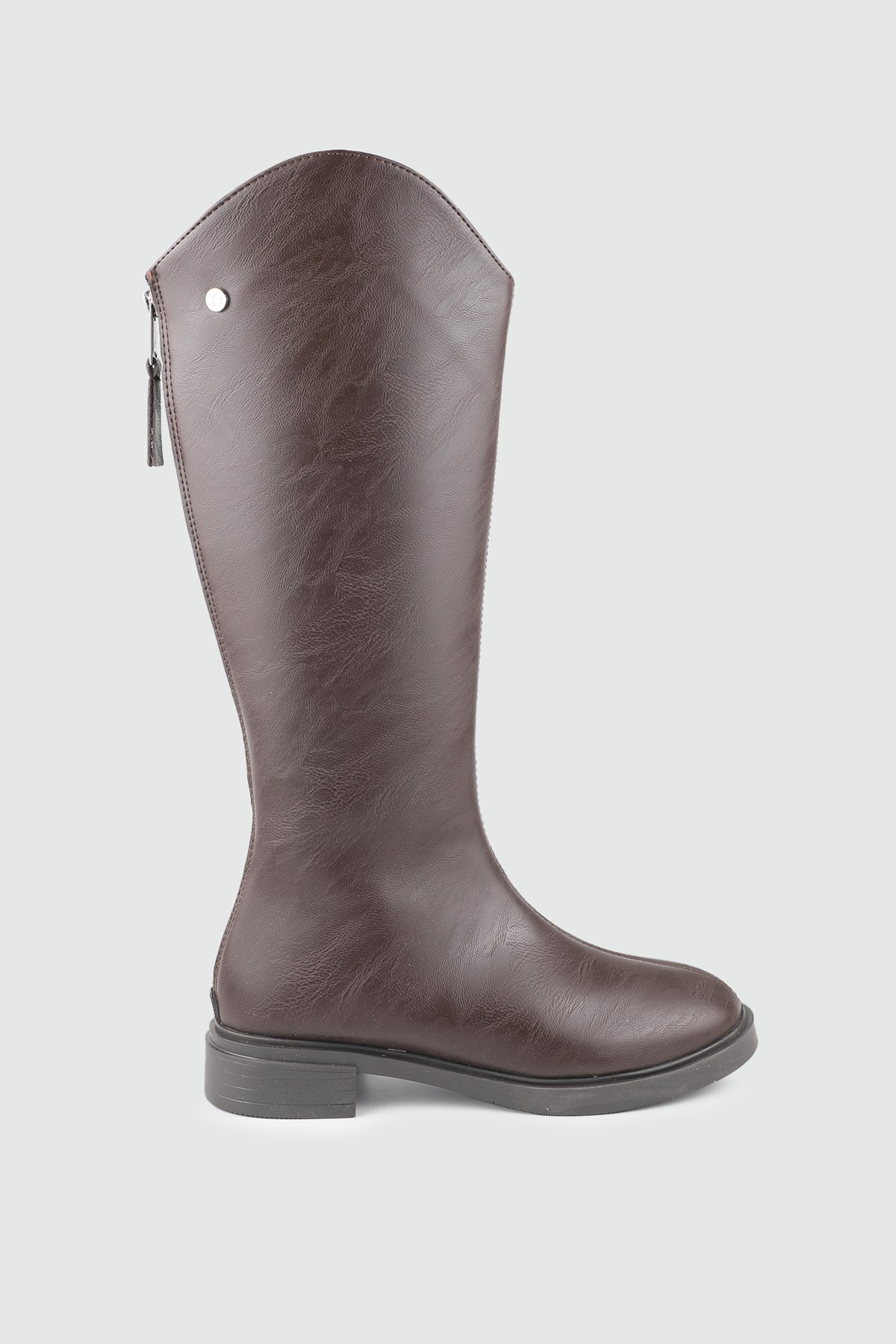 Arkadan Fermuarlı Kahve Kadın Çizme Keçeli Shoes 020