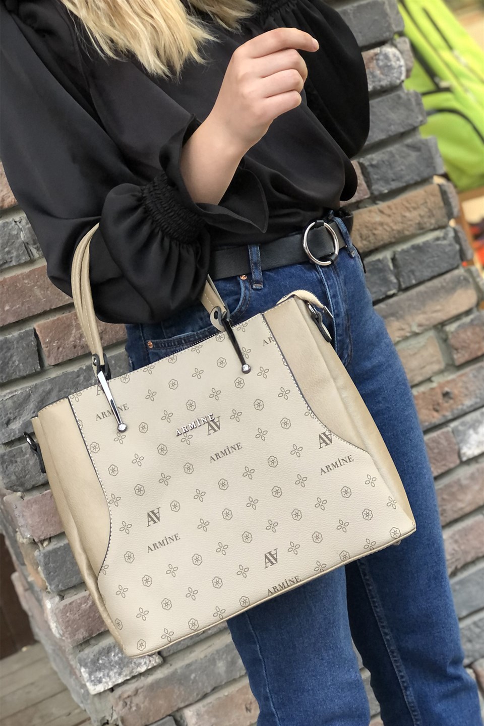 Armine Çanta 208 Vizon Baskılı