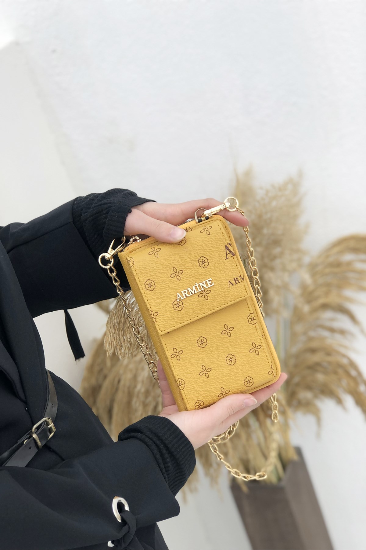 Armine Çanta 265 Hardal Baskılı