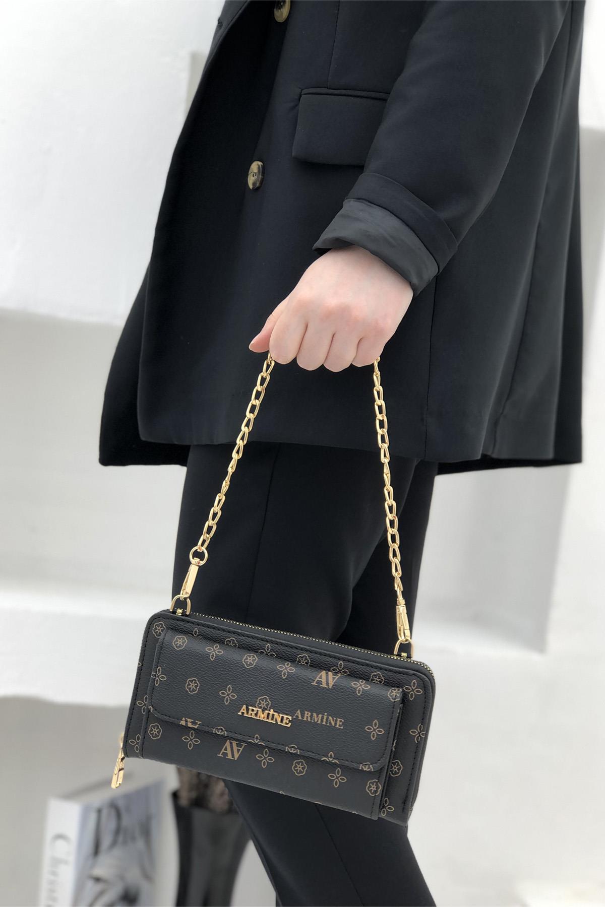 Armine Cüzdan Çanta 268 Siyah Baskılı