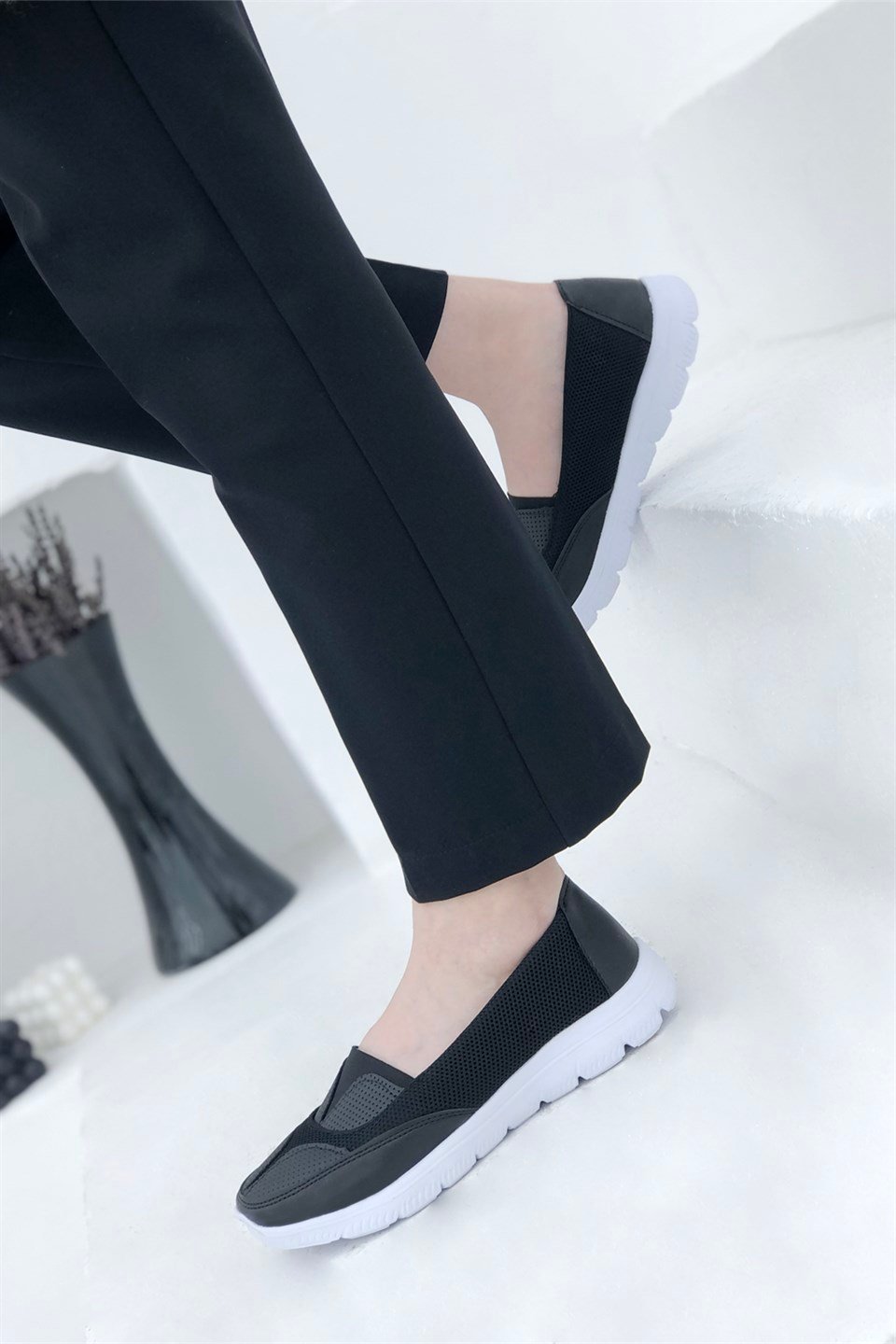 CARLA BELLA S-2215 Kadın Ayakkabı Siyah Beyaz