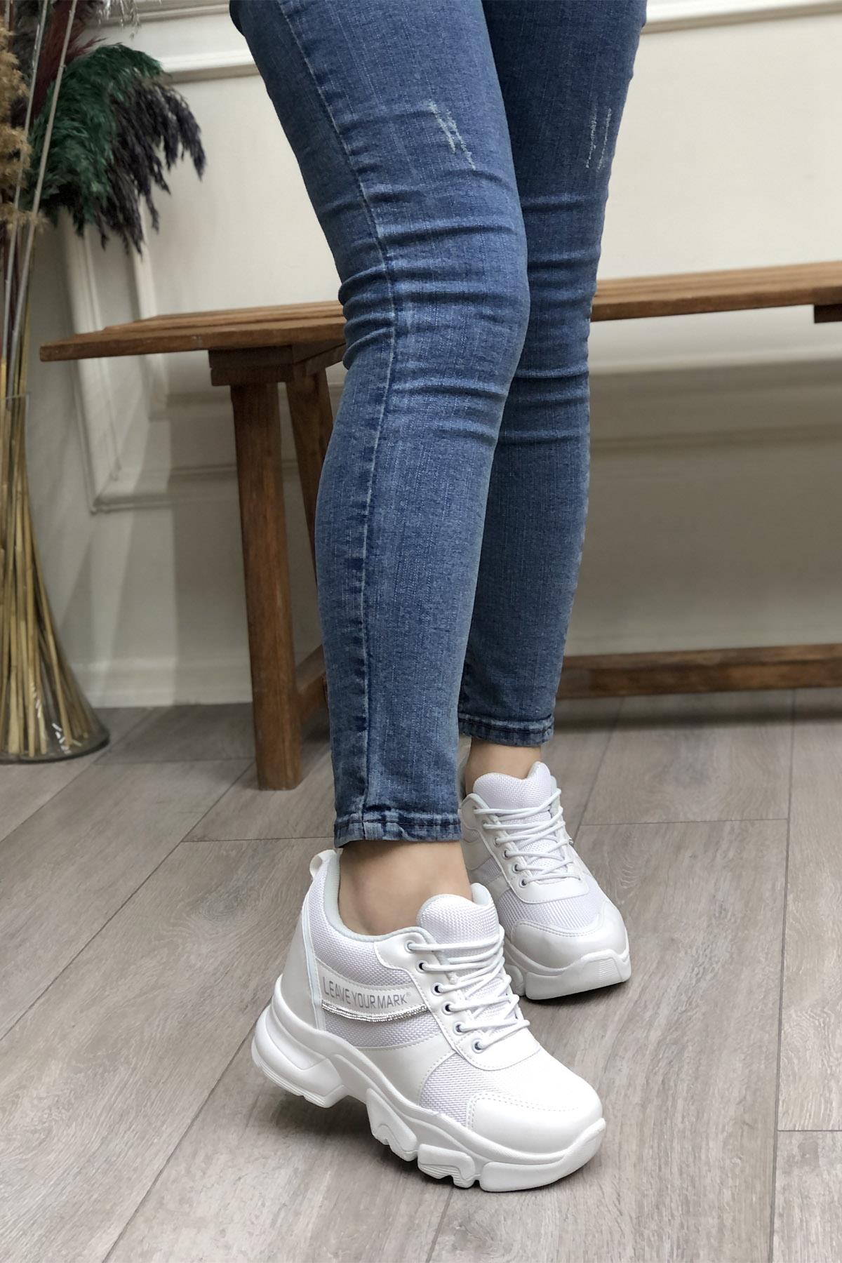 FLET 209 Anoraklı Kadın Spor Ayakkabı Beyaz