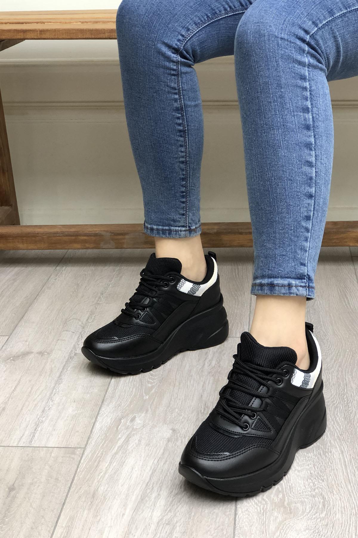 FLET 301 Anoraklı Kadın Spor Ayakkabı Siyah