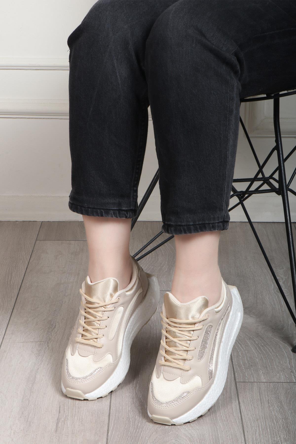 FLET 307 Cilt Paraşüt Kadın Spor Ayakkabı Bej