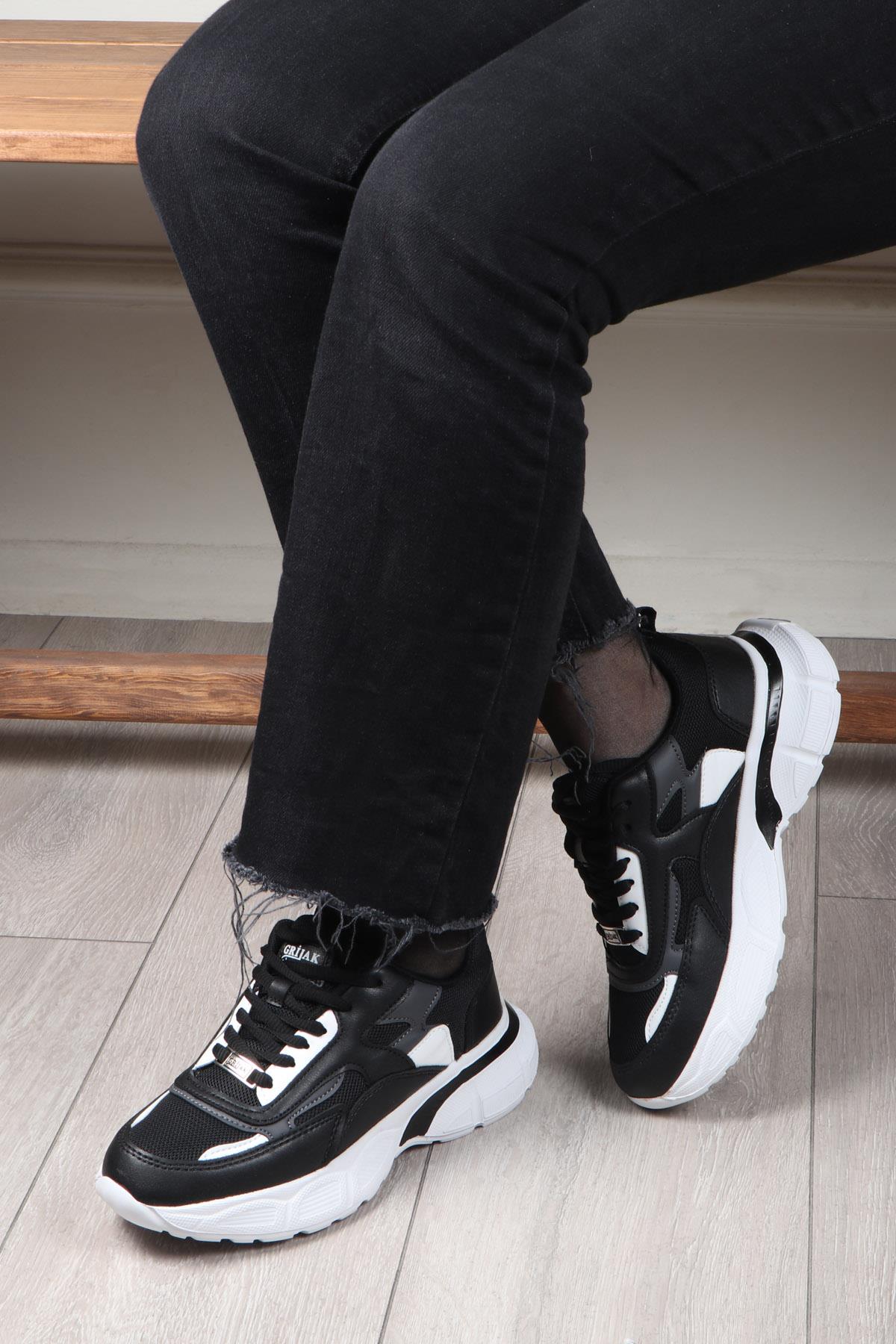 GRİJAK 301 Kadın Spor Ayakkabı Siyah Beyaz