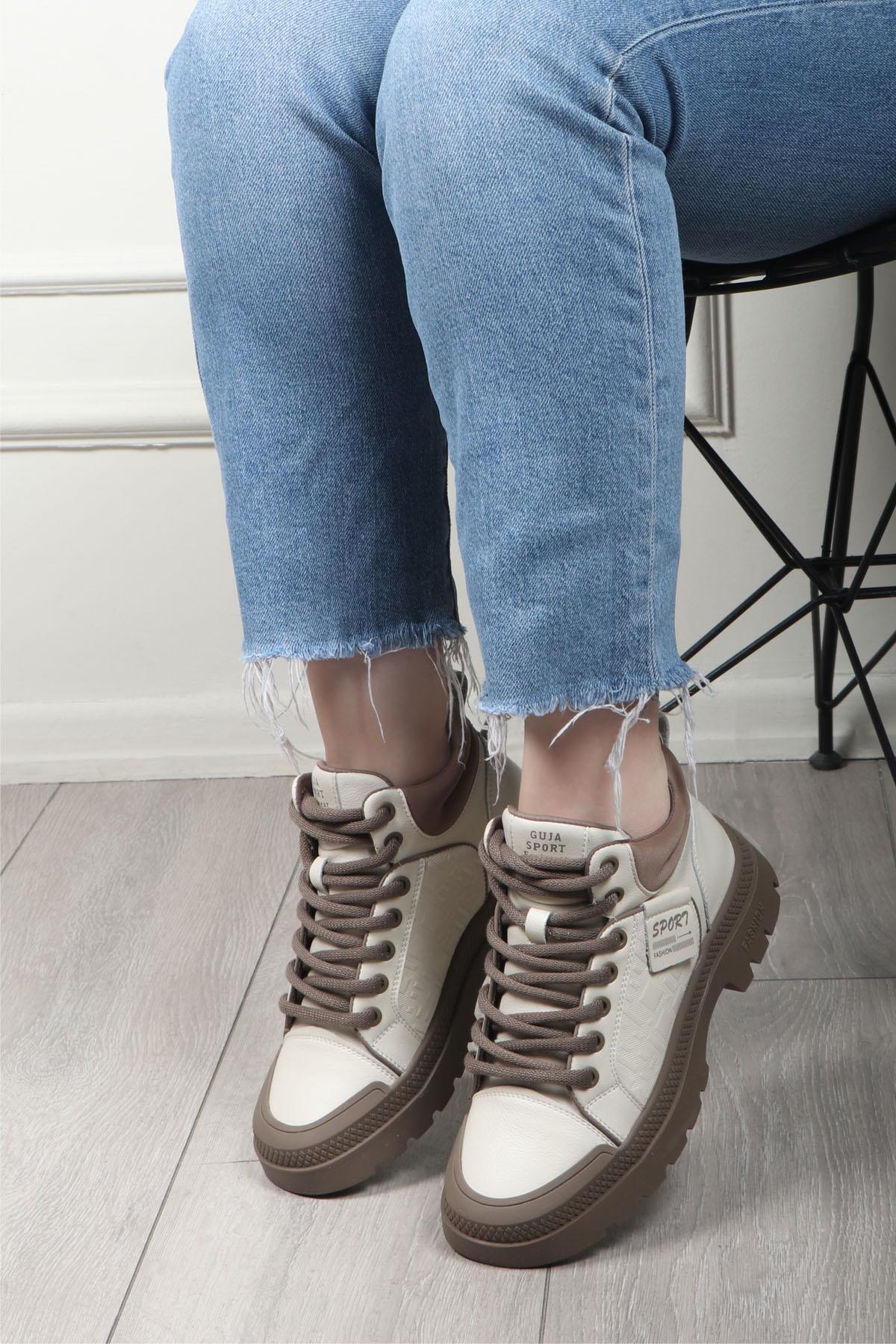 GUJA 24K 310-23 Bağcıklı Kadın Ayakkabı Bej