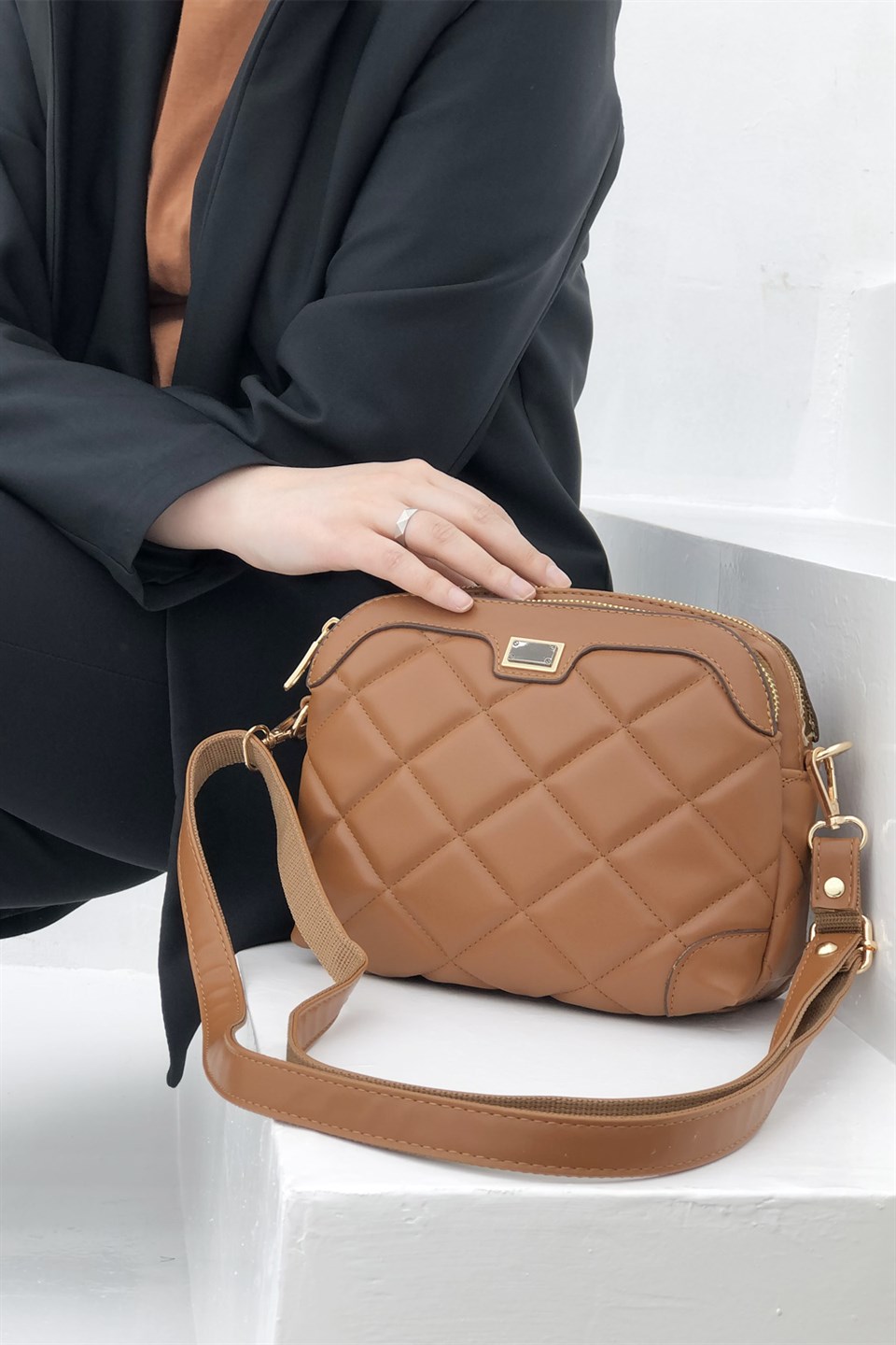 Günlük Kapitone Kadın Çanta Taba Kapitone 1324 