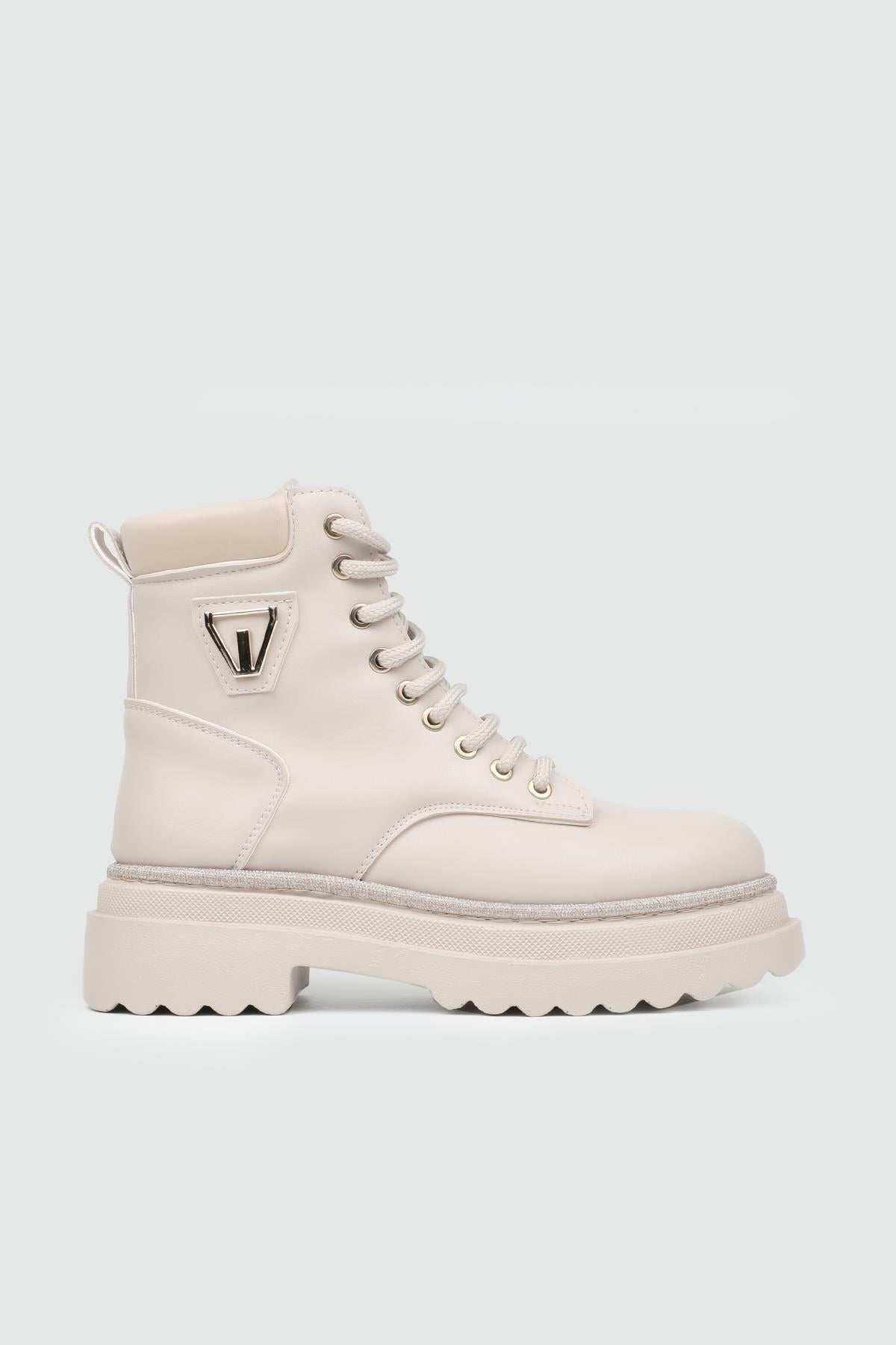 KONSEPT K-35 Simli Bağcıklı Kadın Bot Bej