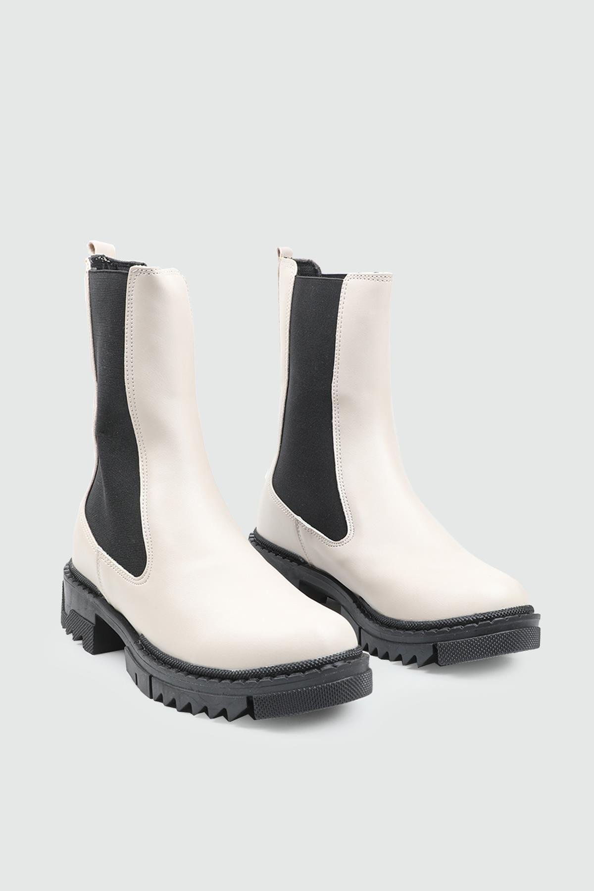 laguna 372 25K Likralı Kadın Bot Bej Siyah